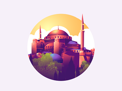 Hagia Shopia | Instanbul illustration animation art branding city illustration creative desginer design digital art graphic design hagia shopia illustration illustrator istanbul masque minimal tour travel travel city travel illustration ui design