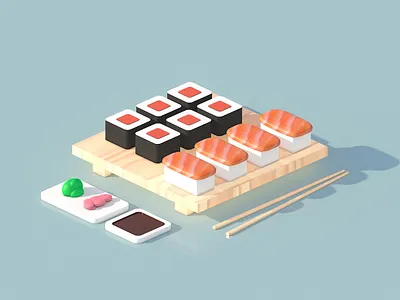 Sushi Guys 3d animation branding cinema4d design illustration isometric lowpoly render