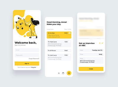 Planning App app card colors design figma illustration notes notes app planner planning typography ui ux vector