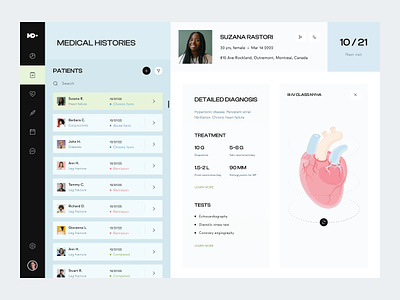 Medical history app care clean conditions dashboard diagnosis healthcare interface medical history medicine patient patients saas tests treatment ui users ux web web app
