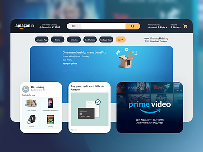 Amazon India UI Design 2021 amazon app branding concept desktop graphic design homepage mobile redesign uiux web webdesign website xd design