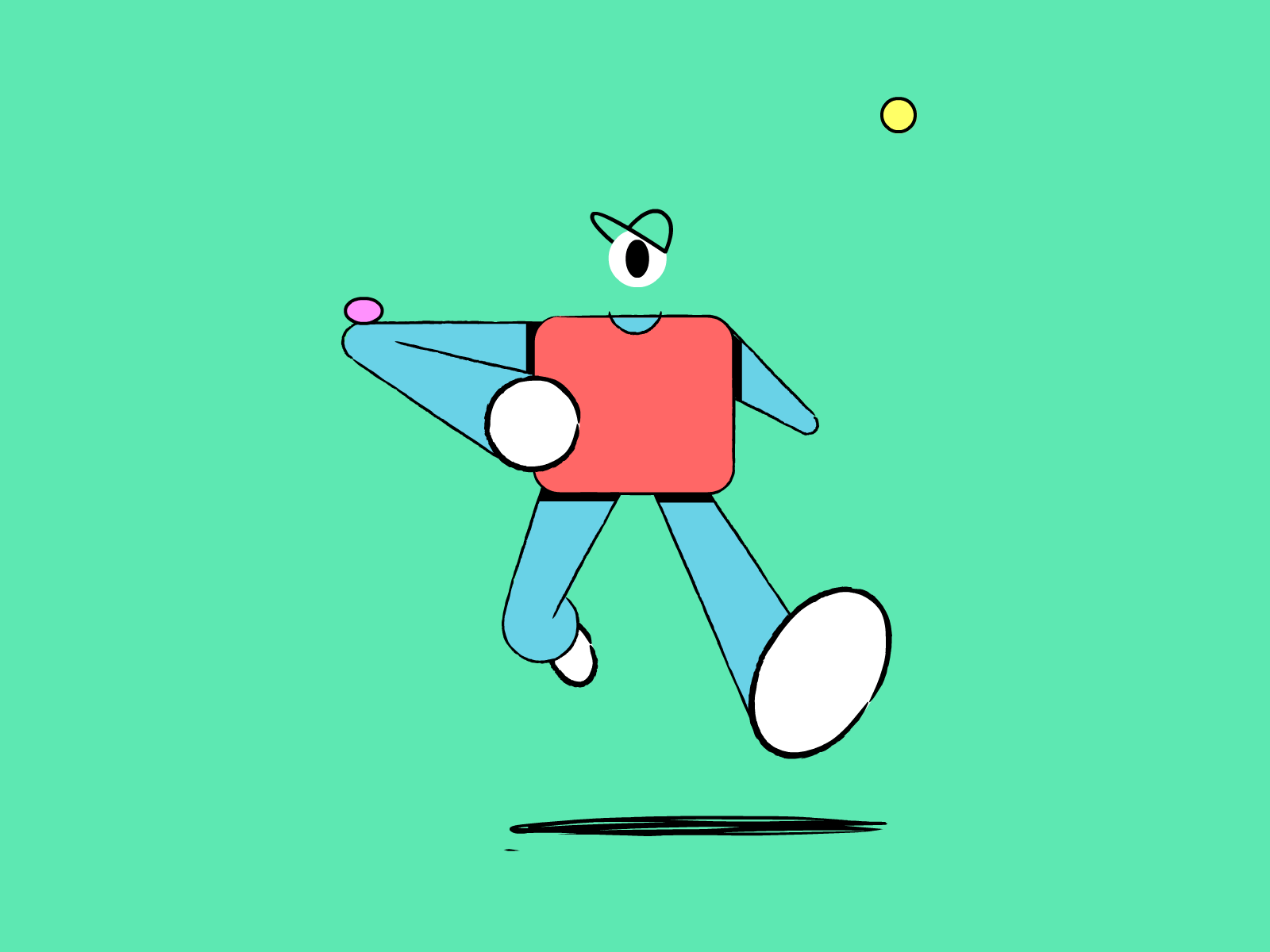 The floating bouncy ball guy animation character characterperez design design art flat frame by frame illustration illustrator