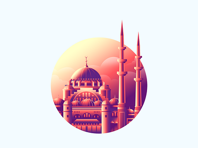 Blue Mosque - Istanbul City illustration animation art blue masque branding city illustration creative desginer design digital art graphic design history illustration illustrator istanbul masque tour travel travel illustration turkey ui