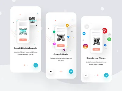 QR Code Scanner App Onboarding app app design clean doc minimal mobile app design onboard onboarding onboarding screen onboarding ui qr qr code qr code design qrcode scan scanner