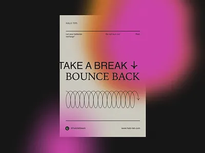 Take a Break - Bounce Back brand identity branding dribble dribble shot glowing halo lab identity logo logotype motivation post poster print tips