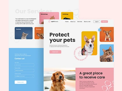 Landing Soft Paws animated animation branding clinic design desire agency graphic design hero hero page illustration landing landing page motion motion graphics pets site ui veterinary web website