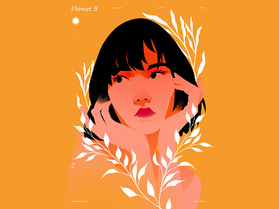 Summer abstract beauty composition design floral girl girl illustration illustration laconic leaves lines minimal portrait poster potrait illustration summer