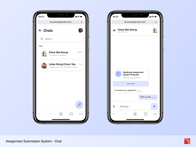 Assignment Submission and Task Management System - Chat app app design chat chat app clean conversation education file sharing ios messaging messenger minimal mobile social social network talk ui ux web app web design