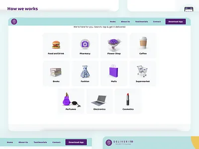 Delivery app landing page design adobe xd clean design design flat design landing design madewithxd mobile app design ui user experience user interface website design