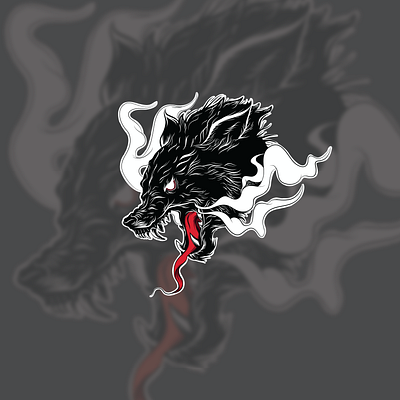 Alpha Wolf animal blackwork design illustration logo tattoo wolf