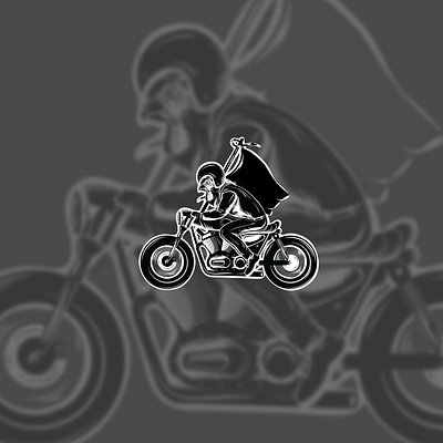 Rooster Rider animal art branding design drawing illustration motorcycle rider