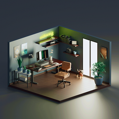 Isometric home office 3d 3d artist blender blender 3d blender3d blender3dart blendercycles branding cycles cycles render cyclesrender design icon isometric isometric art maxon maxon cinema 4d maxon3d