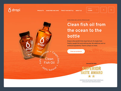 Dropi fish oil ecommerce health iceland lifestyle product store suppliments ui ux