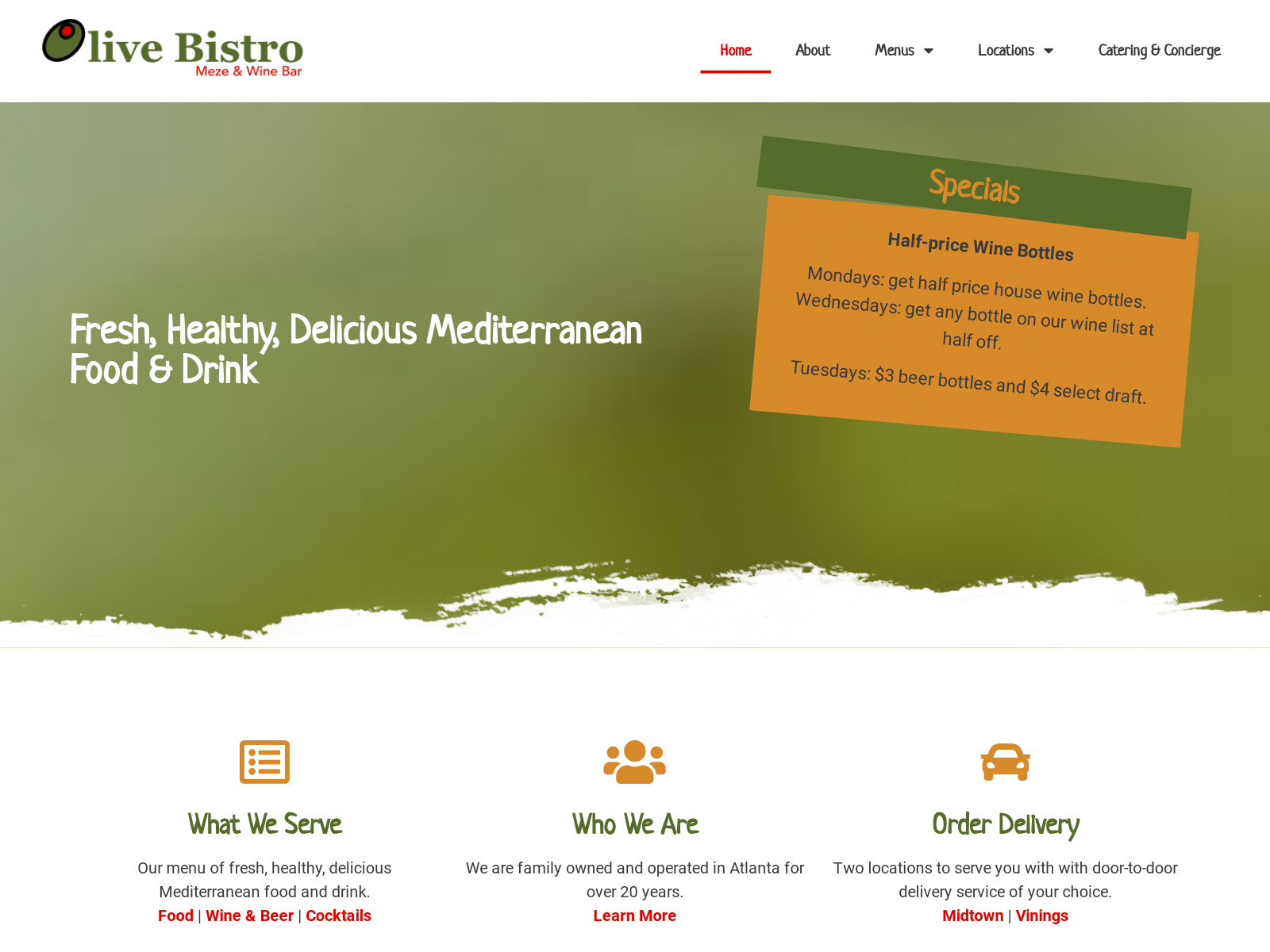 Olive Bistro logo website design