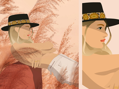 Woman Illustration Cowboy Hat adobe angeliquevantveer angieyeahhh artist cowboy eyes hat illustration illustrator lackofcolor model model illustration pink western woman woman portrait