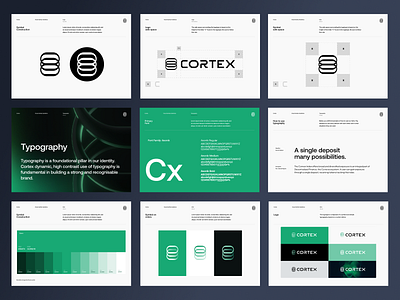 Cortex - Brandbook 3d blockchain brand brandbook cortex crypto curve cx erc20 ethereum finance gradient green logo madebyproperly properly symbol