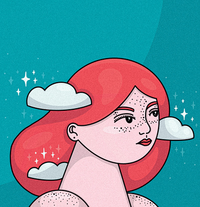 Head In The Clouds design drawing girl illustration illustration procreate illustrator procreate