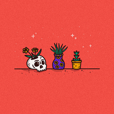 Plant Babies color design digitalart house plants illustration illustration art illustration procreate illustrator orange plant illustration procreate skull art