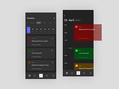 Dark Vision of Schedule App app dark dark app date design inspiration ios mobile plan schedule ui ux