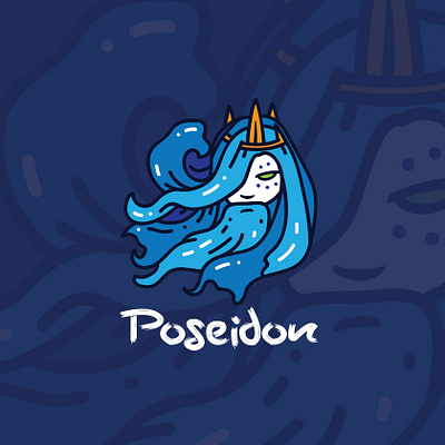 Poseidon Logo branding design illustration logo marine mascot poseidon sea