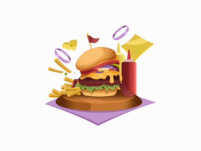 Burger illustration american burger animation art branding burger burger buzz. creative desginer design fast food food french fry friendly burger. illustration illustrator naga burger party restaurant snacks ui