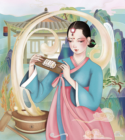 中国风插画 illustration 手绘