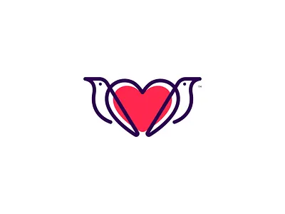 Monoline Logomark bird birds branding design heart icon illustration logo logomark love mark minimal modern monoline nature symbol