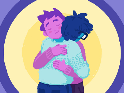 Hugs care consent embrace friends gender neutral hug illustration mindfulness procreate