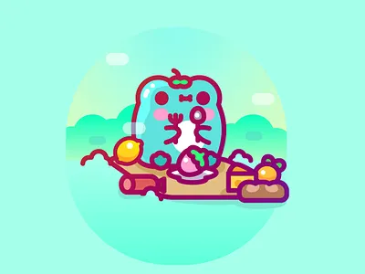 Picnic time character cute design frog illustration illustrator picnic vector