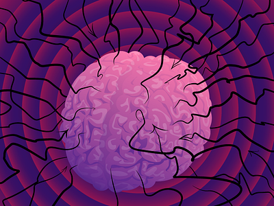 Anxiety anxiety brain mental health panic purple stress vector illustration