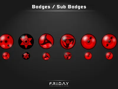 sub badges for twitch / sharingan cartoon custom emotes twitch custom logo customemotes esportlogo gaming graphicdesign illustrator logo mascot streamers subbadges twitch