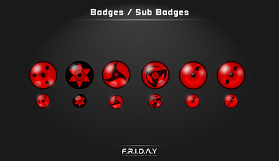 sub badges for twitch / sharingan cartoon custom emotes twitch custom logo customemotes esportlogo gaming graphicdesign illustrator logo mascot streamers subbadges twitch