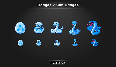 sub badges for twitch / hatching snake cartoon chibi custom emotes twitch custom logo customemotes cute esportlogo gaming graphicdesign illustrator streamers subbadges twitch