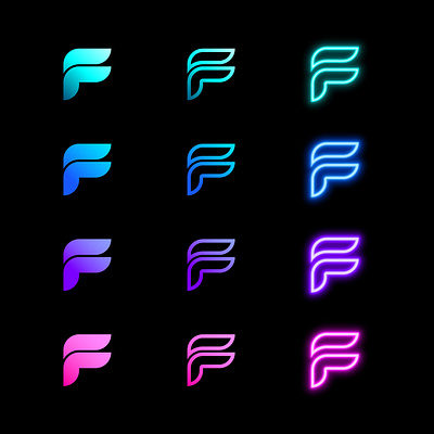 NEON F LOGO DESIGN 3d design black branding f letter logo f logo f logo design font graphic design logo logo design neon sign typography vector