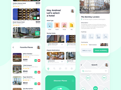 Hotel Mobile App app design application booking branding flat hotel app hotel booking house illustration mobile app ui uidesign ux ux design uxdesign widget