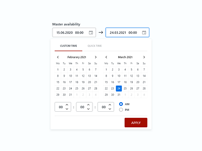 Date Picker | Calendar Range input calendar calendar ui dashboard date picker datepicker design input time