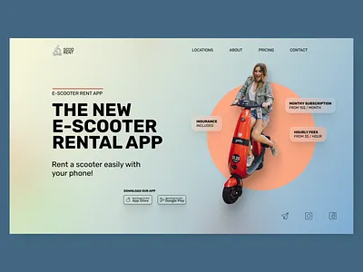 scooter rental hero concept concept design glassmorphism gradient hero section landingpage ui ui design uidesign web design webdesign