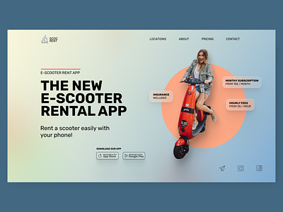 scooter rental hero concept concept design glassmorphism gradient hero section landingpage ui ui design uidesign web design webdesign