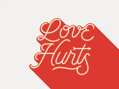 Love Hurts february lettering love monoline red script typography valentines