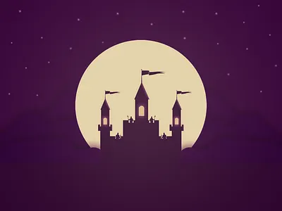 Medieval Night 2d design guards illustration knight landscape moon moonlight silhoutte vector