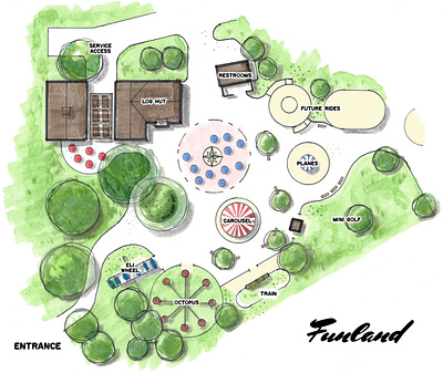 Funland Concept Plan amusement park concept illustration landscape architecture park