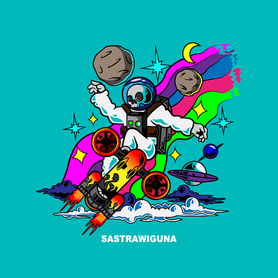 skate astro astronaut design flat illustration illustrator logo skate skateboard skateboarding skateboards skull tshirt tshirt design