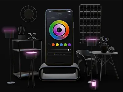 Smart Lighting App — UI/UX Design 3d 3d mockup animation app dark interaction iot light lighting mobile app mockup motion motion graphics smart home smart light ui ui animation uiux