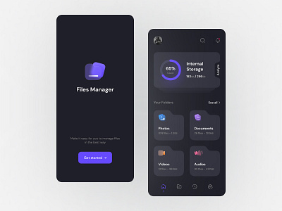 Files Manager Mobile App dark mode design file manager app file manager mobile app file manager mobile ui mobile app mobile application rayfan tio saputro design ui mobile