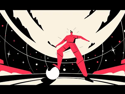 Football player 02 attack black champion cool goal illustration player red sky stadium vector wine