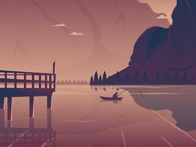 Fishing 2d dribbble dribbble best shot fishing flat landscape landscape illustration nature nature illustration river tree vector