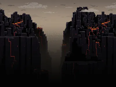 Chicken Licken: Soul Rocker - Level 2 ⛰ 8 bit backgroudn chicken chicken licken claudio barreiro design digital art field game games goallounge tv graphic design illustration lava mountain ninja pixel art sensei soul rocker ui