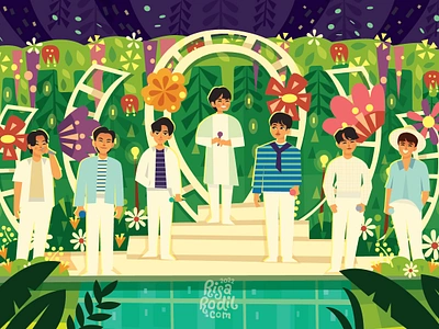 For Youth background bangtan boys bangtan sonyeondan bts character design flat design graphic design illustration korean kpop