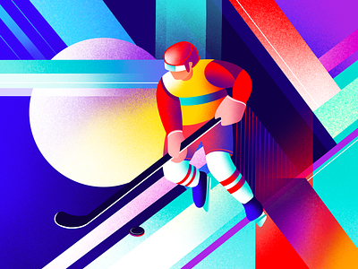 Sports Illustration | Ice Hockey athlete bright colorful competition gradient graphics hockey ice illustration illustrator olympics procreate sports sportsman winter