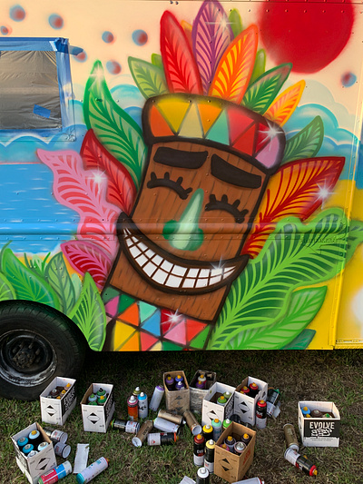 Graffiti Hawaiian totem character by Shoker artwork branding color design graffiti lettering line style mural shoker sketch